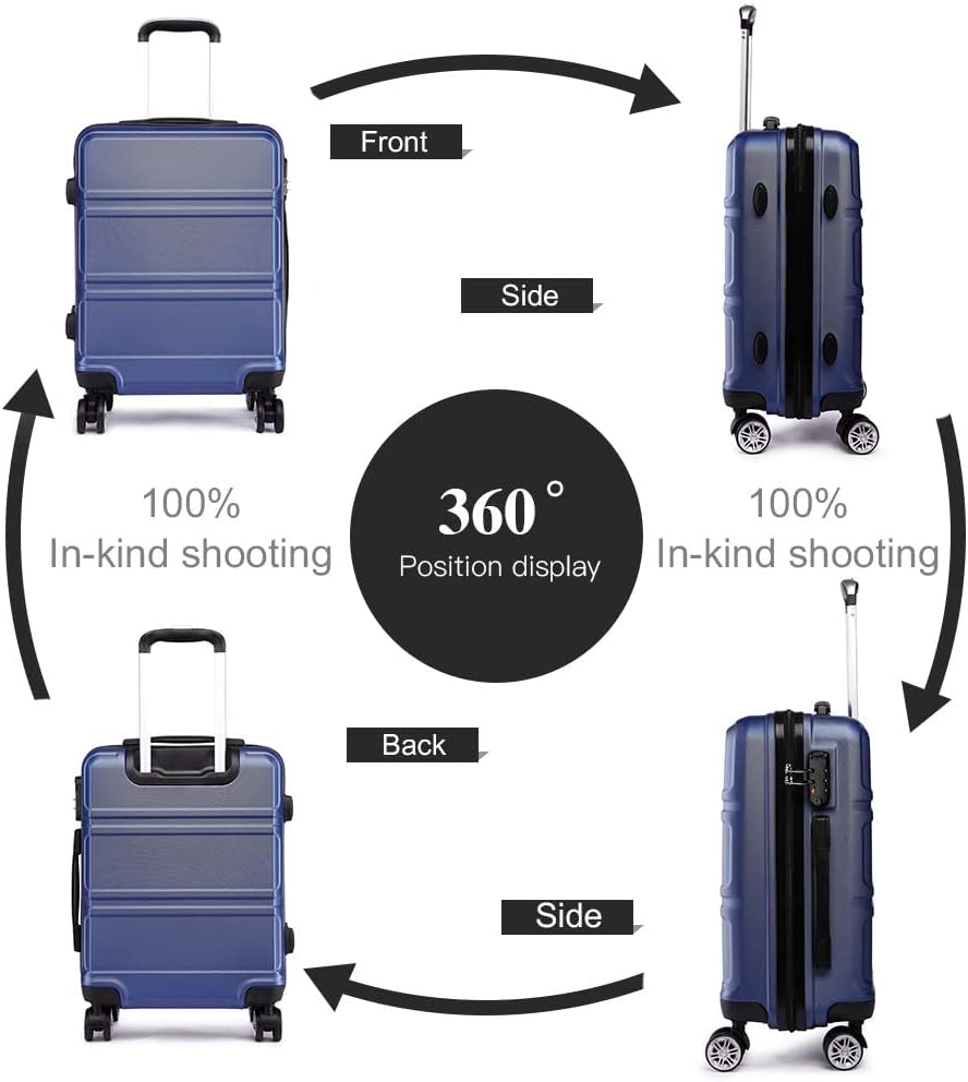 KONO Kofferset 2 Teilig Koffer Trolleys Gepäcksets, 65cm Mittelgross Koffer und 74cm Gross Koffer, L