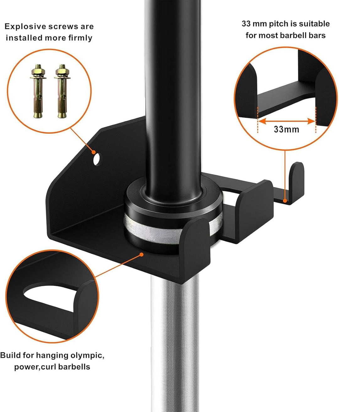 Wandhalterung für olympische Hanteln zum vertikalen Aufhängen, platzsparend, kommerzielles Fitnessst