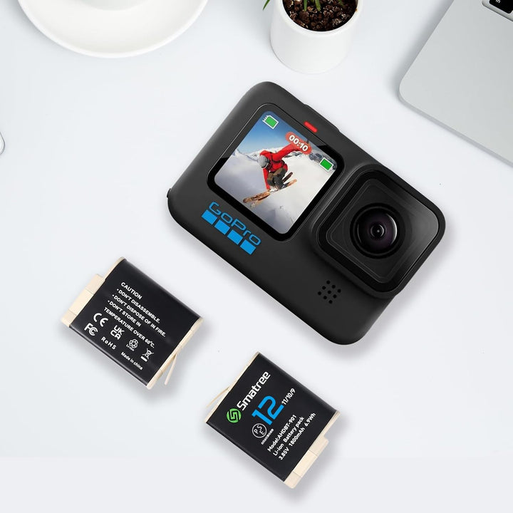 Smatree 1800mAh Li-Ionen-Ersatzakku 2-Pack kompatibel für GoPro Hero 12, GoPro Hero 11, GoPro Hero 1