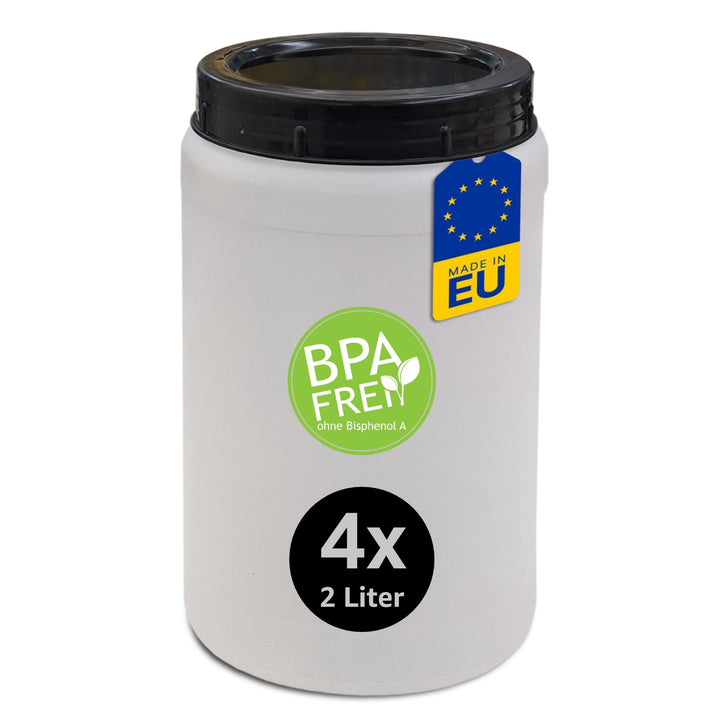 plasteo Vorratsdosen BPA-Frei 4er Set 2 Liter Aufbewahrungsbox Kunststoff mit Deckel 4x2 Liter_Rund,