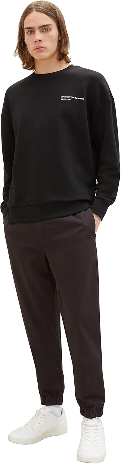 TOM TAILOR Denim Herren Denim Tapered Fit Chino Hose, 29999 - Black