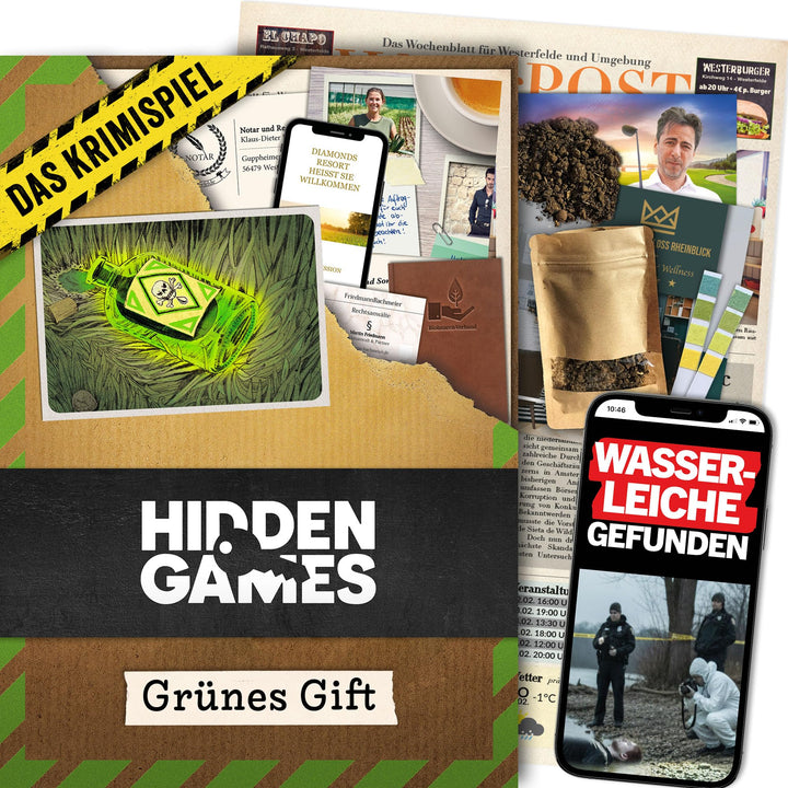 Hidden Games Tatort - Grünes Gift, Cold Case Fallakte, Detektivspiel für zu Hause, Krimispiele ab 14
