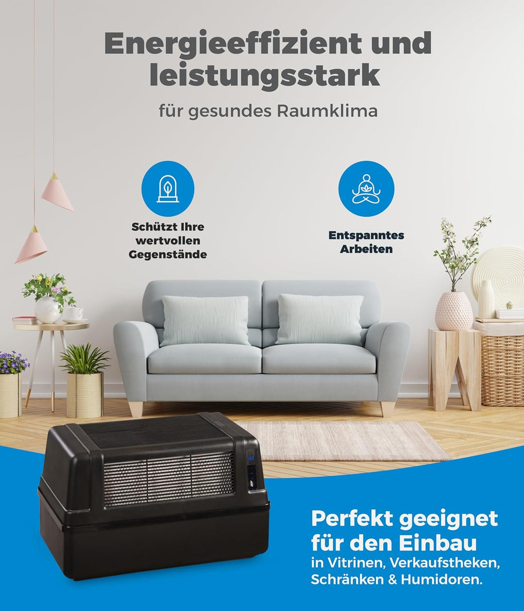 BRUNE Lufbefeuchter B 120 - Für Räume bis 130 m³ - Verdunstung mit Filter für gesundes Raumklima - 1