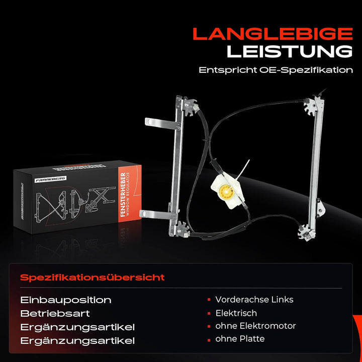 Frankberg Fensterheber ohne Motor Vorne Links Kompatibel mit 307 CC 3B Cabriolet Alle Motoren 2003-2