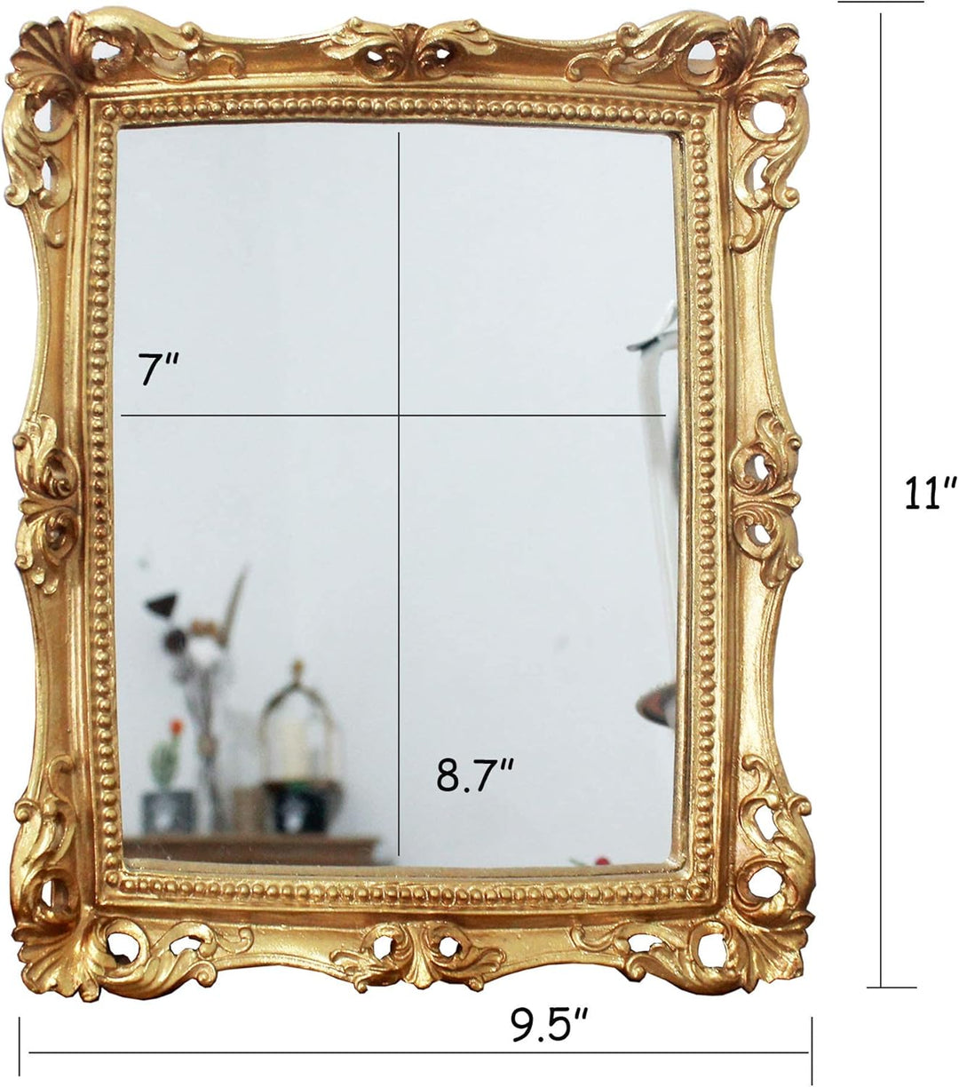 Funerom Dekorativer Spiegel im Vintage-Stil, 27,9 x 24,1 cm, Wandmontage, Tisch-Make-up-Spiegel, qua