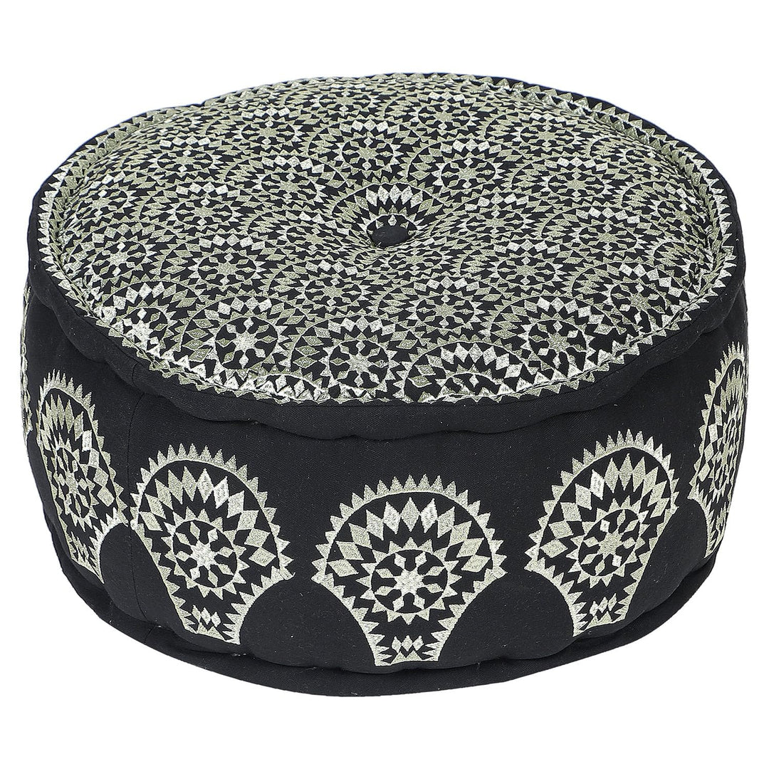 MARRAKESCH Pouf Hocker aus Baumwolle Amaya Inklusive Füllung ø 50cm Rund Bodenkissen als Orientalisc