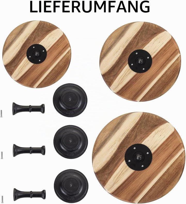 NUPTIO Tortenständer aus Holz 3er-Set: Rustikaler Ständer für Kuchen Hochzeit Dessert Ständer Holz-T