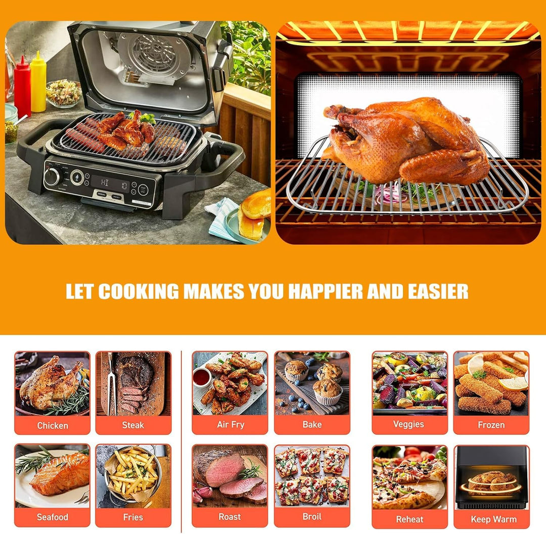 GXF Edelstahl-Grillrost, 12,6×8,7 Zoll Flex Flame Combi Zubehör Outdoor Indoor Grillgestell für Ninj