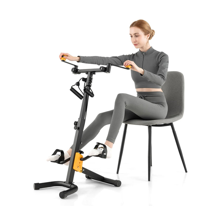 GOPLUS Pedaltrainer Senioren, Bewegungstrainer Arm- und Beintrainer mit Handgriff & Widerstand, Ergo