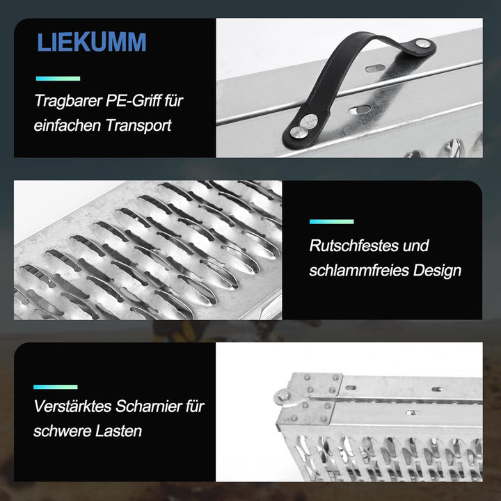 LIEKUMM 2X Auffahrrampe 440kg klappbar Laderampe, Stahl Verladerampe Laderampen für Anhänger Motorra