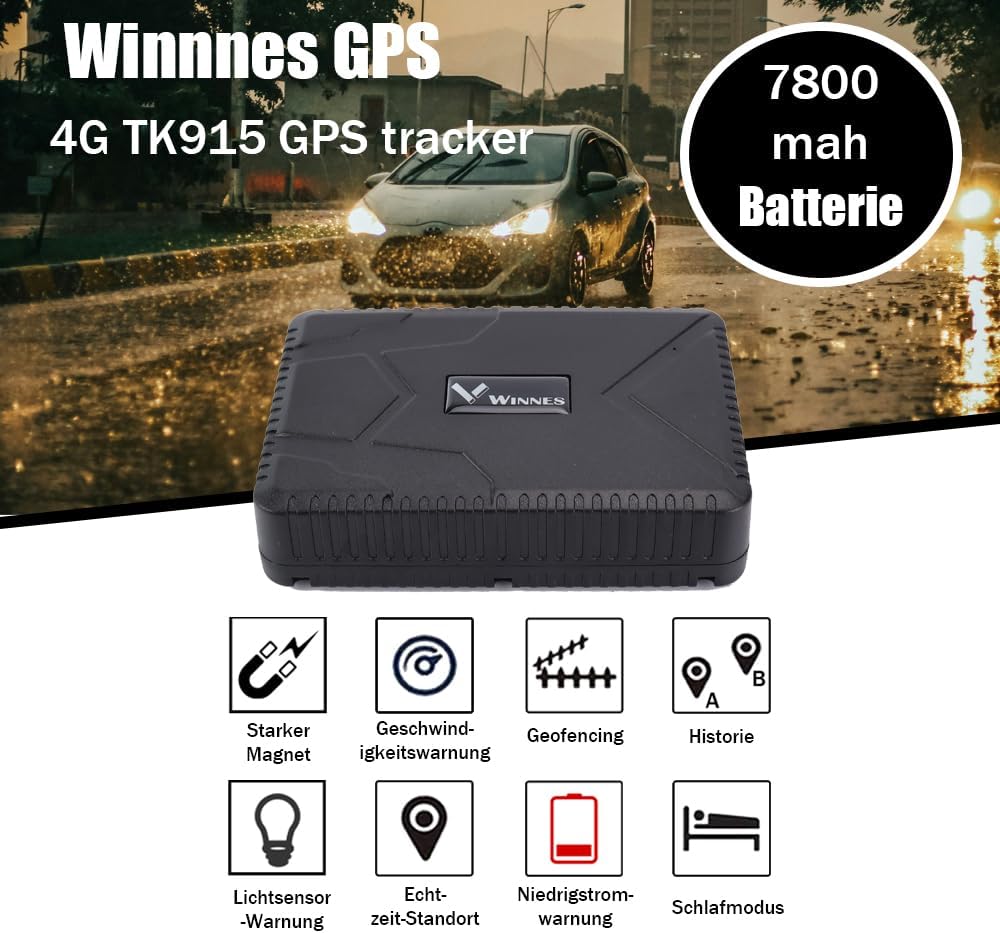 Winnes GPS Tracker 4G GPS Tracker Auto Bereitschaft 90 Tage mit Kostenlosen Apps GPS Tracker Für Pkw