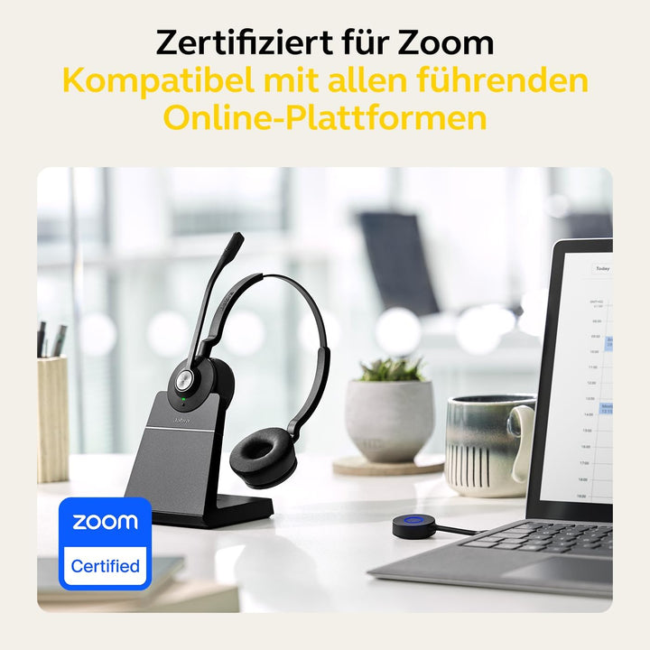 Jabra Engage 55 Schnurloses Stereo-Headset mit DECT-Adapter - Mikrofon mit Geräuschunterdrückung, um