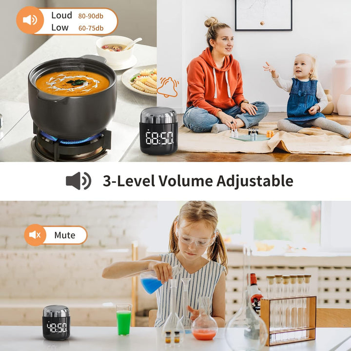 MeesMeek Digitaler Küchentimer mit grosser LED-Anzeige Countdown-Timer mit Einstellbarer Lautstärke
