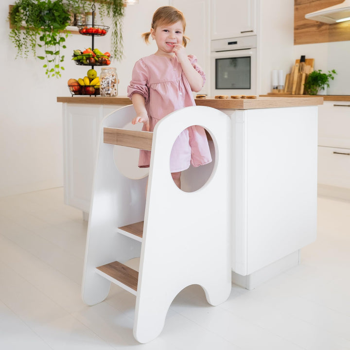 KIDIE Kinder Lernturm ab 1 Jahr, Montessori Höhenverstellbar Lernstuhl Baby, Toddler Learning Tower