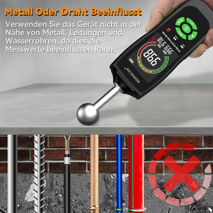 Feuchtigkeitsmessgerät RDINSCOS Feuchtigkeitsmessgerät für Wände Holzfeuchtemessgerät Zerstörungsfre