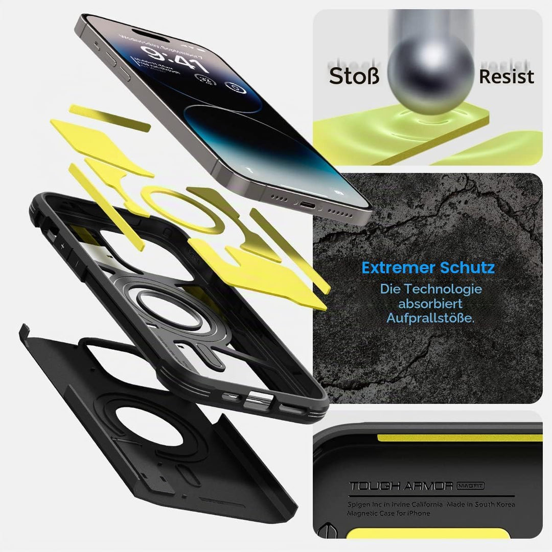Spigen Tough Armor MagFit Hülle für iPhone 14 Pro Max -Schwarz, Schwarz