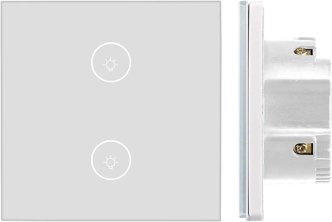 Luminea Home Control Touch Lichtschalter: 2er-Set Touch-Doppel-Lichttaster, komp. zu Alexa & Google