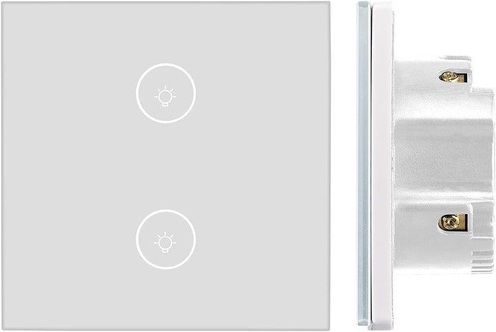 Luminea Home Control Touch Lichtschalter: 2er-Set Touch-Doppel-Lichttaster, komp. zu Alexa & Google