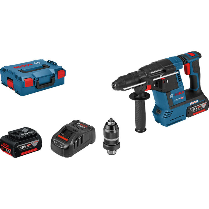 Bosch Professional 18V System Akku Bohrhammer GBH 18V-26 F (inkl. 2x 5.0Ah, GAL 1880 CV, Tiefenansch