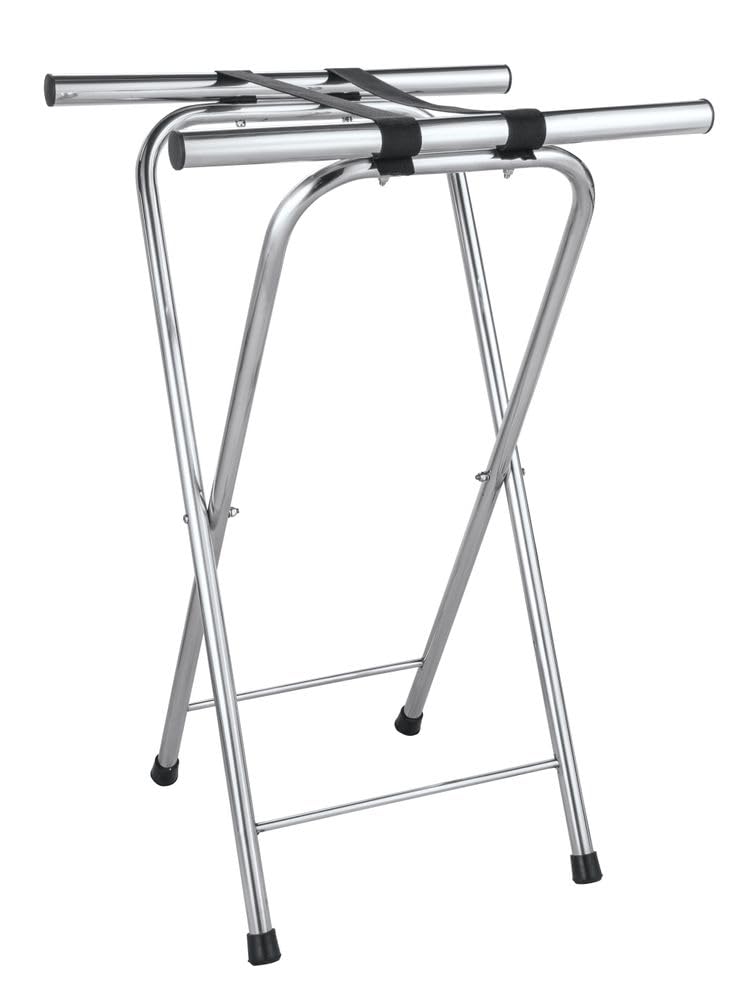 HENDI Tablettständer, Tablettisch, für Serviertablett, zusammenklappbar, mit schwarzem Haltegürtel,