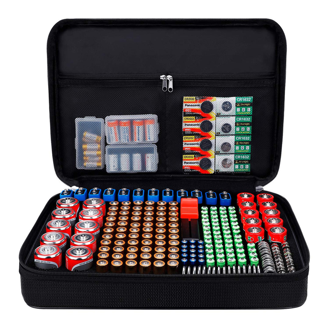 Batterie Aufbewahrungsbox Feuerfeste Batteriebox Tragetasche mit Tester Hält 216 Batterien Unterschi