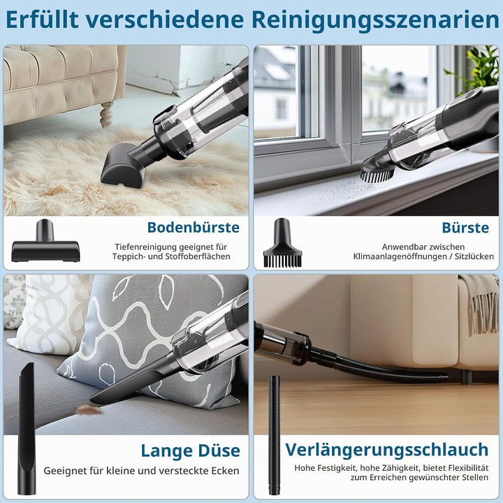 Handstaubsauger, 22000Pa Auto-Staubsauger, Mini Staubsauger mit Waschbar HEPA-Filter, USB-Akku Sauge