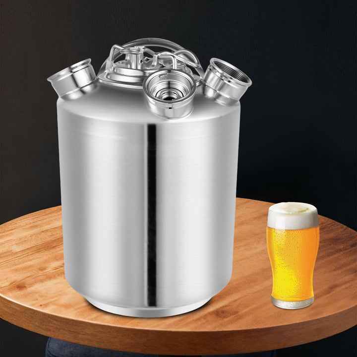 10L Reinigungsbehälter aus Edelstahl, Bierleitungsreiniger mit Deckel Keg-Spiessen, Bierreinigungsfa