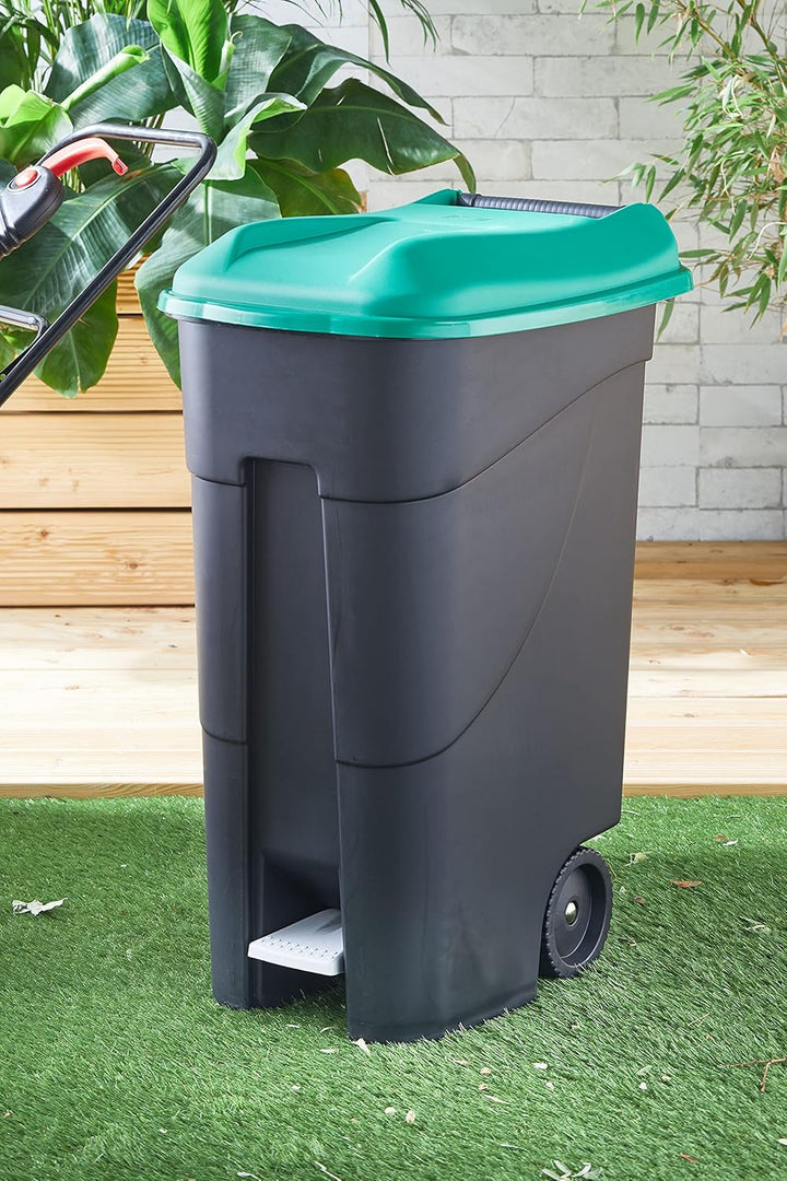 Tayg – Abfallbehälter EcoTayg 80L Mit Fusspedal Schwarz/Grün, Mit Fußpedal Schwarz/Grün