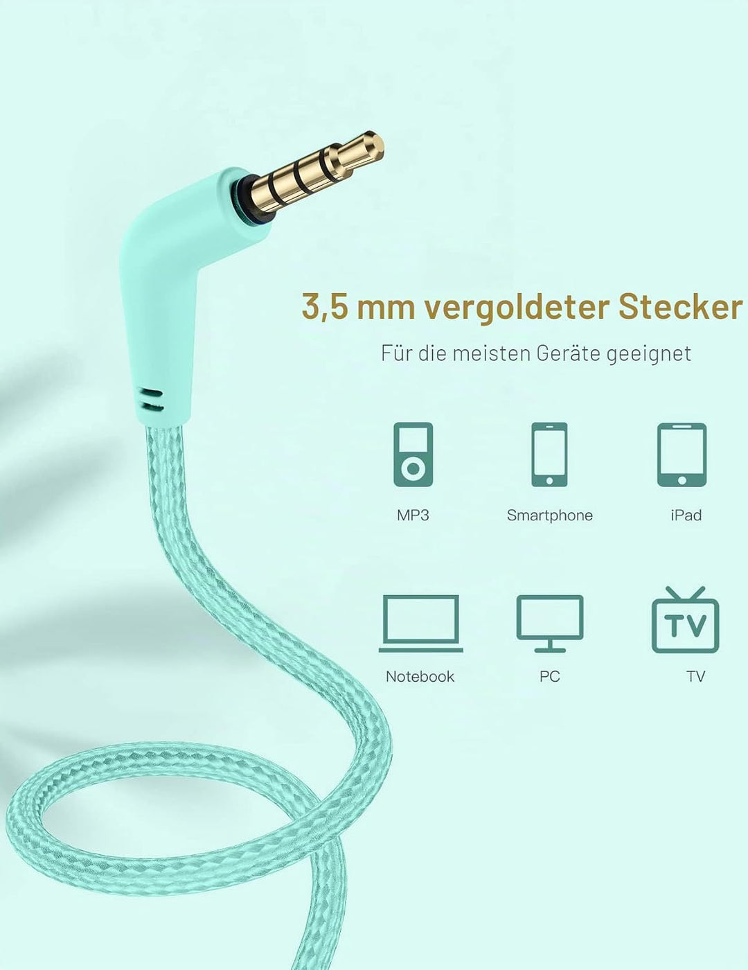 Kopfhörer Kinder, Kinder Kopfhörer mit Kabel, 85/94dB Lautstärkegrenze, HD-Stereoton, Sharing-Funkti