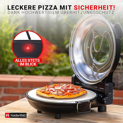 Heidenfeld elektrischer Pizzaofen Napoli - Pizza Maker - Pizza Ofen - Extra grosses Sichtfenster - 1