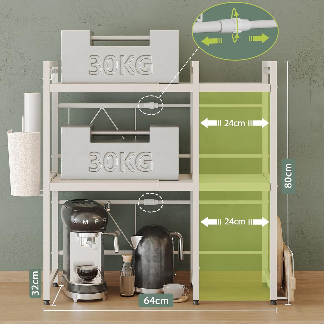 NETEL Mikrowellen Ständer 3 Stufiges Mikrowellen Halter Organizer mit Haken, Rollen Schneidebrett Ha