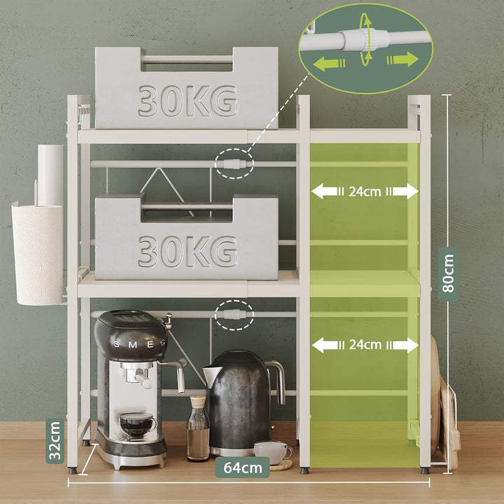 NETEL Mikrowellen Ständer 3 Stufiges Mikrowellen Halter Organizer mit Haken, Rollen Schneidebrett Ha