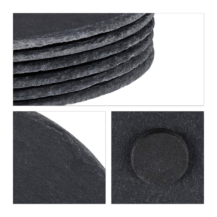 Relaxdays 24 x Schieferplatte rund, 25 cm Ø, Pizzateller zum Servieren &amp; Beschriften, Buffet, Servie