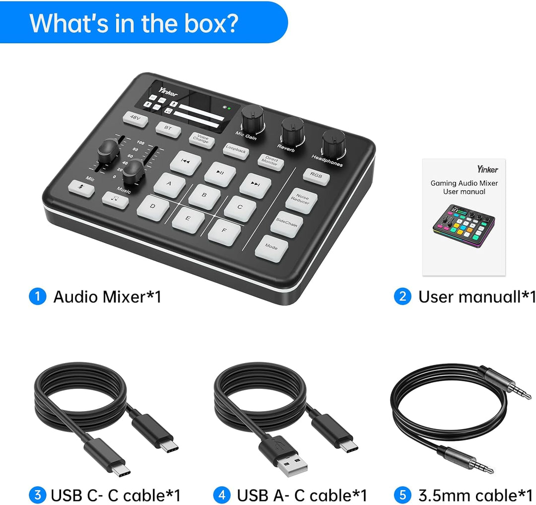 Gaming Audio Mixer Professioneller RGB Audio Soundmixer für Streamer und Content Creator 6 Benutzerd