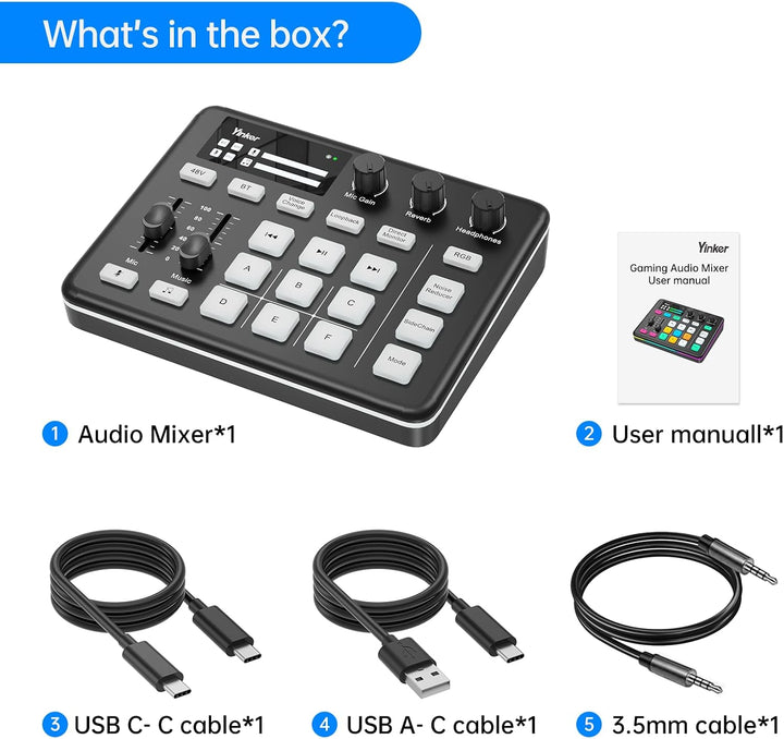 Gaming Audio Mixer Professioneller RGB Audio Soundmixer für Streamer und Content Creator 6 Benutzerd