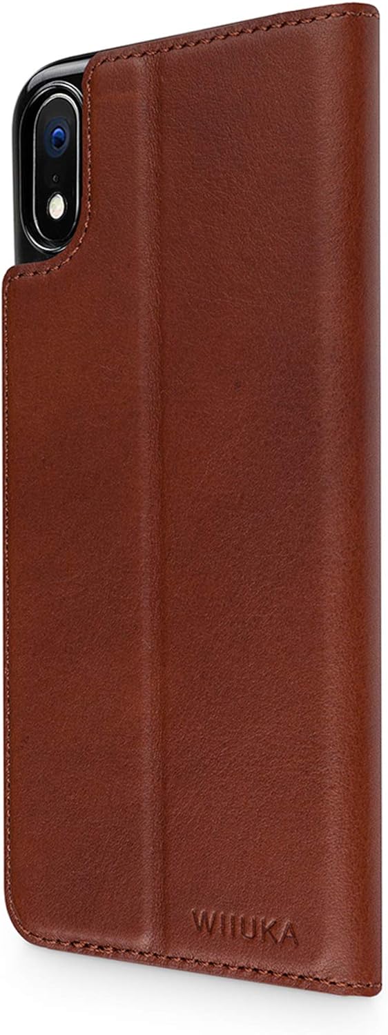 WIIUKA Echt Ledertasche - TRAVEL Nature - für Apple iPhone XR - DEUTSCHES Leder - Vintage Braun, kab