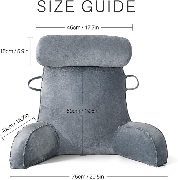 MINGPINHUIUS XL Lesekissen für Bett und Sofa mit Abnehmbarer Nackenrolle, Ideal Erwachsenen Rückenki