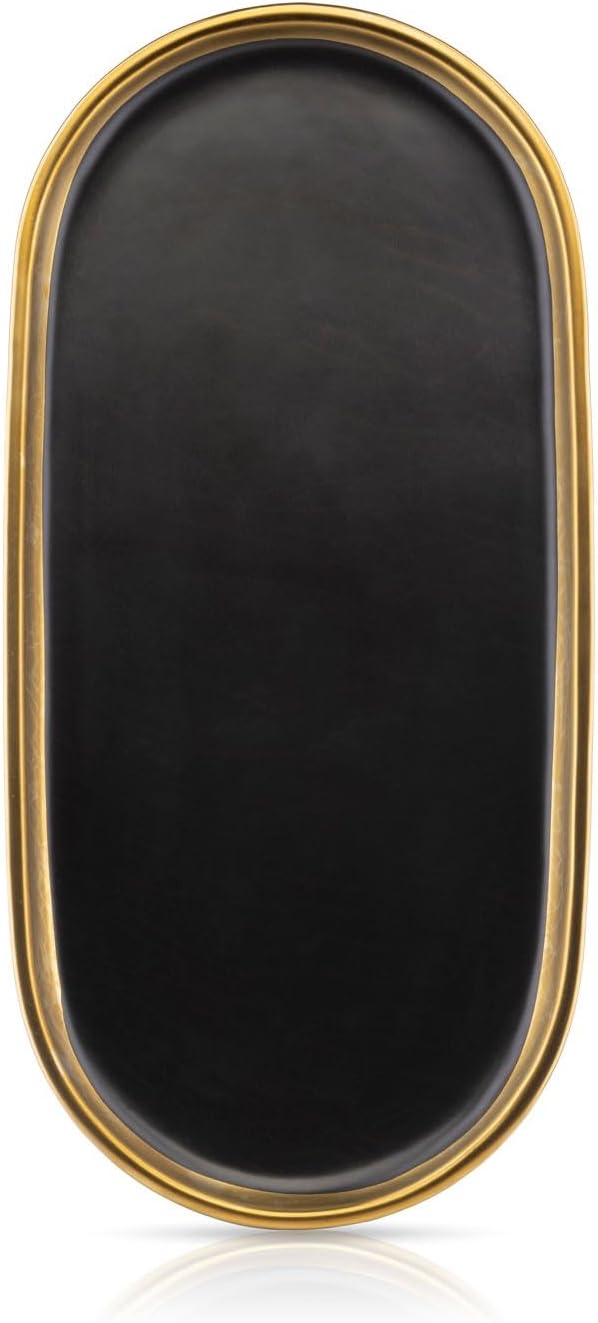 HowHomely Schwarz Tablett Serviertablett Gross 32 cm - Keramik Serviertablett – Vielseitiges Küchent