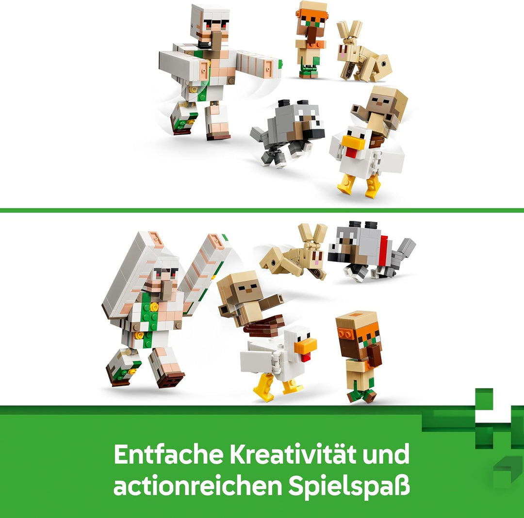 LEGO Minecraft Angriff des Hühnerreiters in der Wüste - Spielzeug mit 6 Figuren inkl. Eisengolem & B