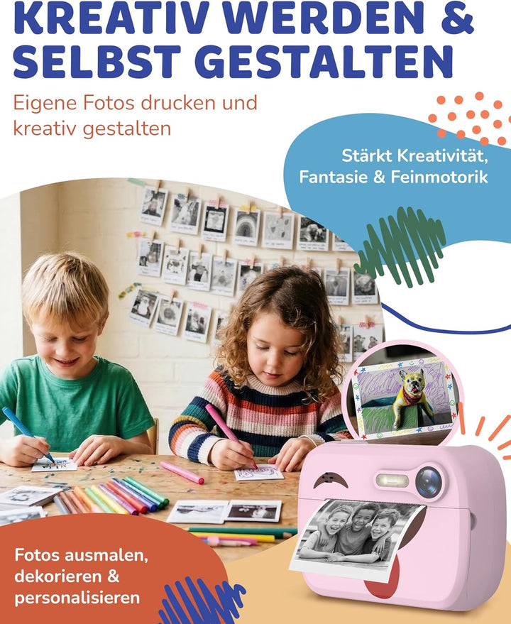 Kinderkamera Sofortbildkamera Kinder Digitalkamera Sofortdruck - Kamera für Kinder mit Fotos drucken