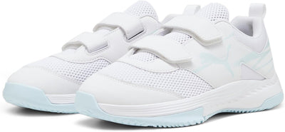 PUMA Unisex Kinder Varion Ii V Jr Indoor Court Shoe 31 EU Puma White Light Aqua, 31 EU Puma White Li