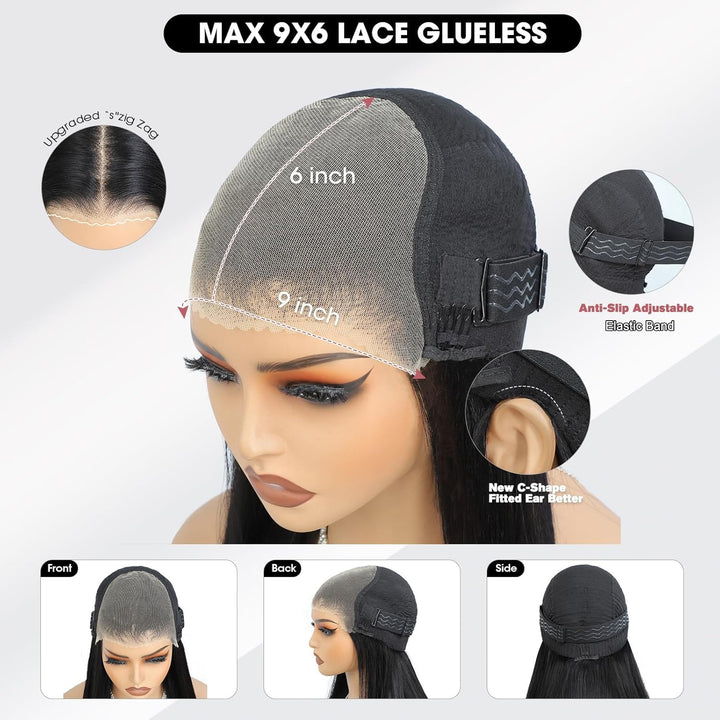 Echthaar Perücke 5x5 Lace Front Wig Human Hair With 180% Density Straight Glueless Human Hair Wigs F