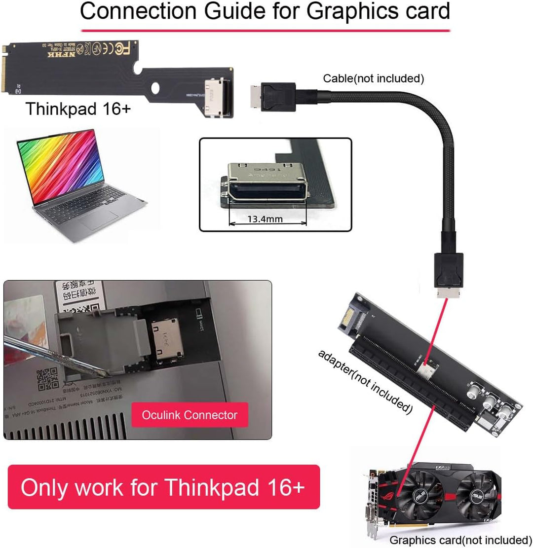 cablecc PCI-E 3.0 M.2 M-Key zu OCULINK SFF-8612 SFF-8611 Host-Adapter für Externe Grafikkarte & SSD