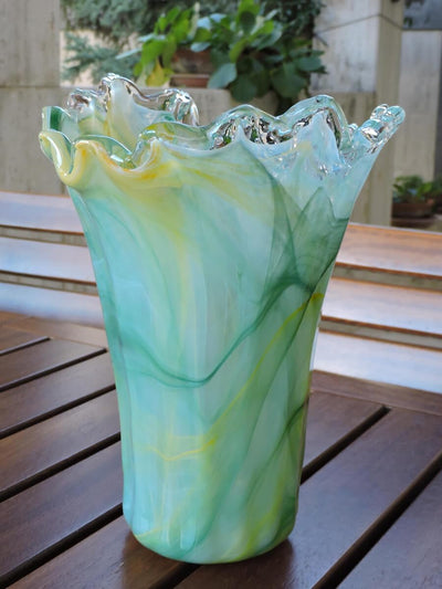 Grün Murano Glas Vase Milord Made in Italy