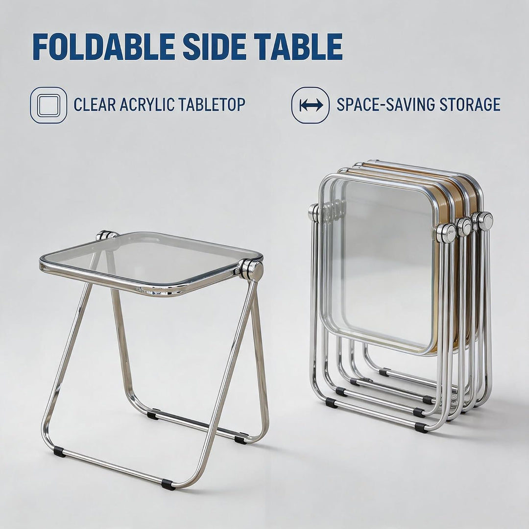Klapptisch transparentes Acryl Beistelltisch Kleiner Computertisch Picknicktische for Zuhause, Büro,