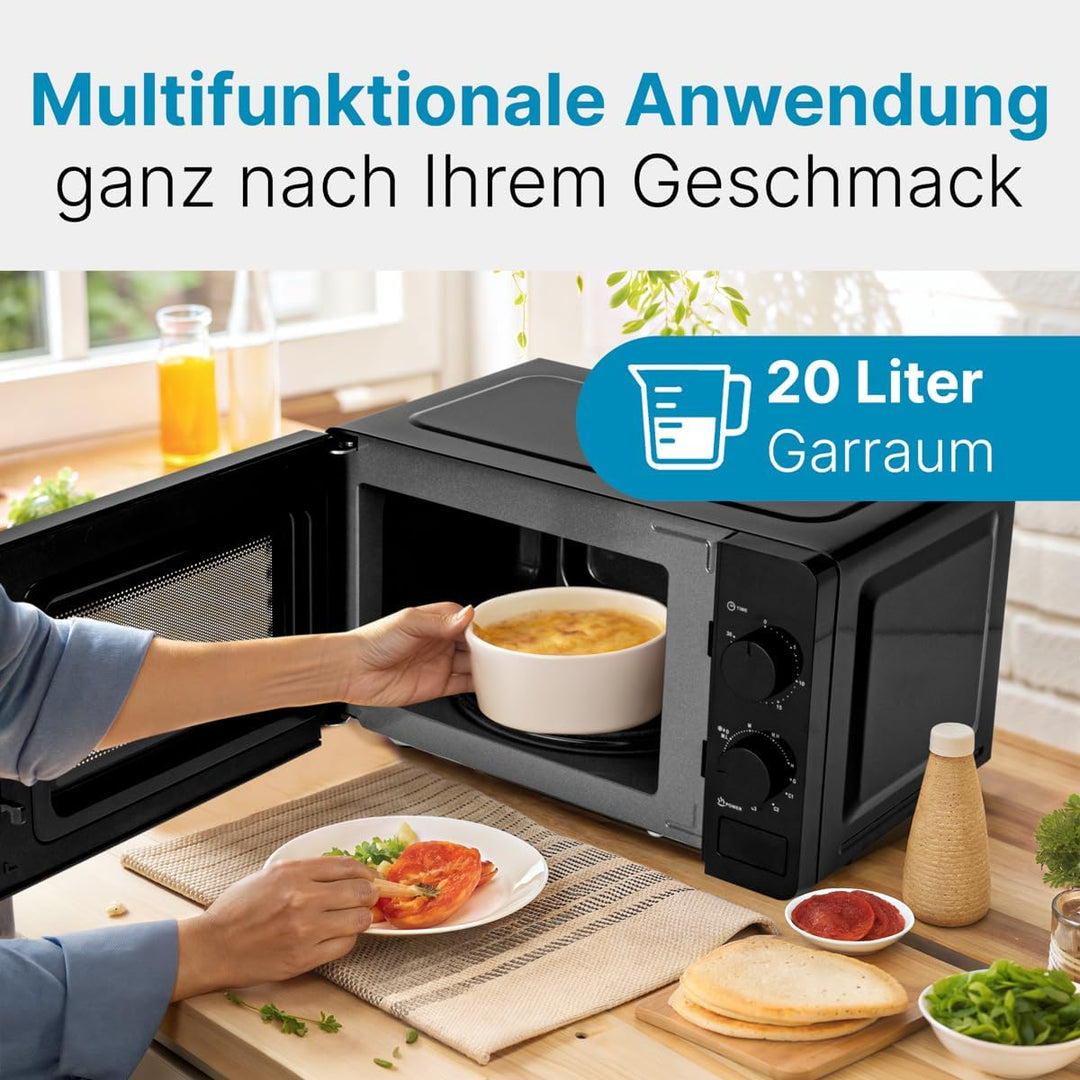 Clatronic® Mikrowelle mit Grill | 800 Watt | 5 Stufen | 20 Liter Garraum | 360° Drehteller | Timer m