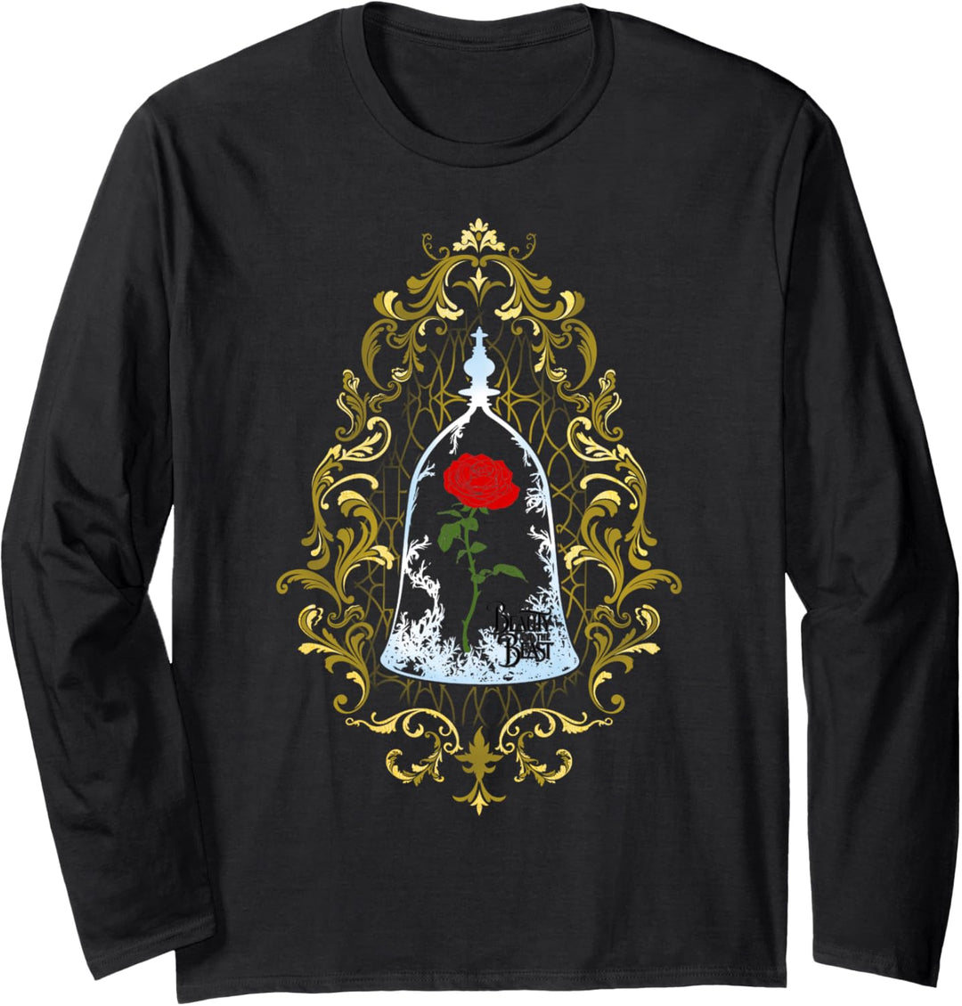 Disney Beauty And The Beast Enchanted Rose Logo Langarmshirt