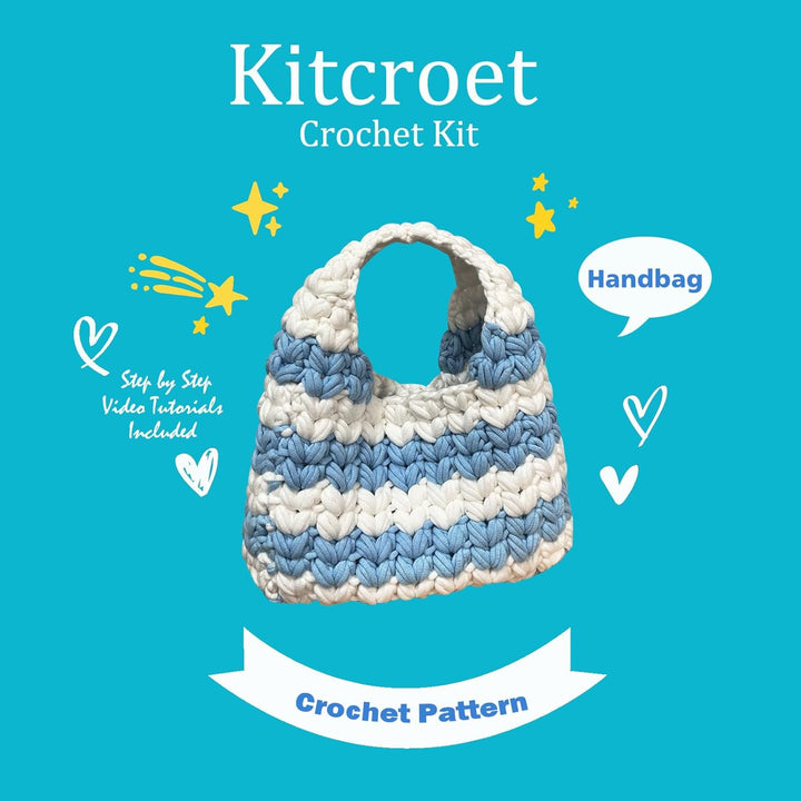 Kitcroet Häkelset für Anfänger, Häkeltaschen-Set für Erwachsene, mit Schritt-für-Schritt-Video-Tutor