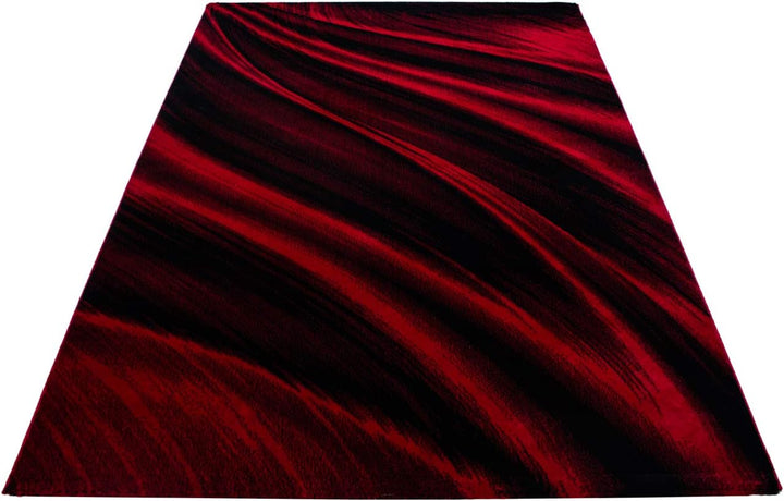 Teppium Moderner Kurzflor Teppich Läufer Flur 80 x 150 cm Rot - Flauschiger Teppich Waschbar, Abstra