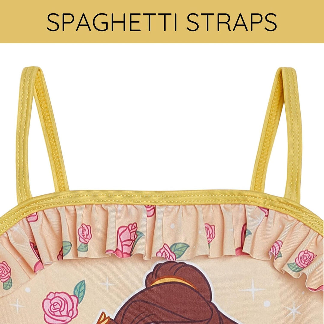 Disney Princess Moana Little Girls Tankini Top Swimsuit & Skirt Set Orange 5, Belle, Gelb